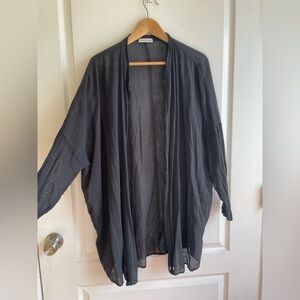 Black Crane Square Shirt Black One Size Lightweight Cotton Guaze